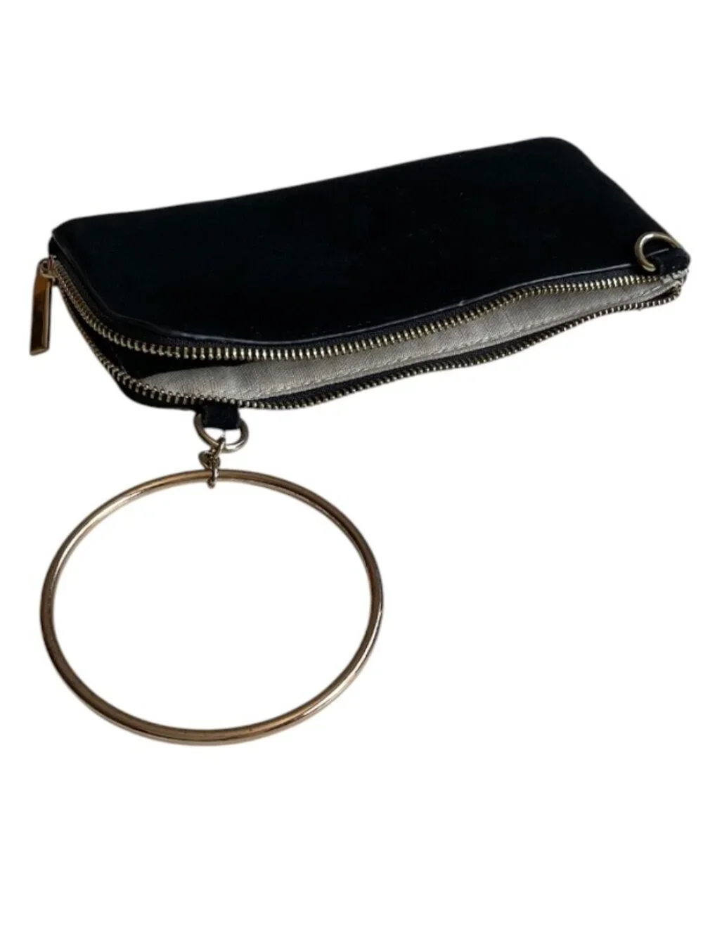 Zara Black Suede Clutch Wristlet Minimalist Clutch